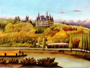 Banks of the Marne also known as Autumn, view of Damery-Boursault by Henri Rousseau Oil Painting