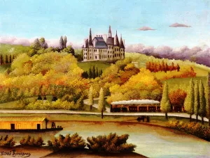 Banks of the Marne also known as Autumn, view of Damery-Boursault by Henri Rousseau - Oil Painting Reproduction