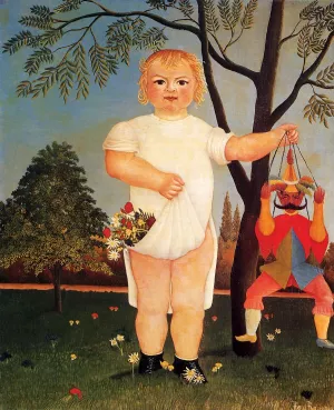 Child with Puppet also known as To Celebrate the Baby by Henri Rousseau Oil Painting