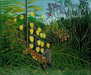Combat of a Tiger and a Buffalo by Henri Rousseau Oil Painting