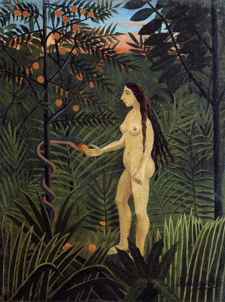 Main Product Photo of Eve and the Serpent Painting by Henri Rousseau