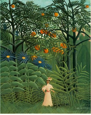 Femme se Promenant Dans Une Foret Exotique by Henri Rousseau Oil Painting