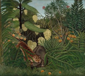 Fight between a Tiger and a Buffalo by Henri Rousseau Oil Painting