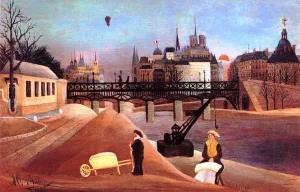 Ile Saint-Louis and Notre-Dame de Paris by Henri Rousseau - Oil Painting Reproduction