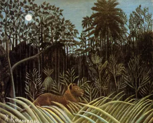 Jungle with Lion by Henri Rousseau - Oil Painting Reproduction