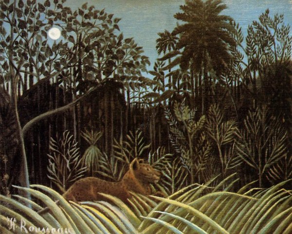 Main Product Photo of Jungle with Lion Painting by Henri Rousseau