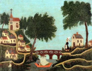 Landscape with Bridge Oil painting by Henri Rousseau