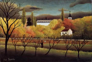 Landscape with Farmer by Henri Rousseau Oil Painting