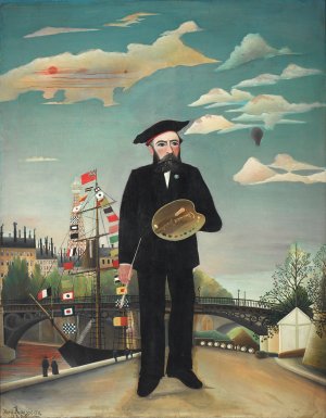 Myself- Portrait - Landscape by Henri Rousseau Oil Painting