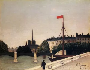 Notre Dame: View of the Ile Saint-Louis from the Quai Henri IV Oil painting by Henri Rousseau