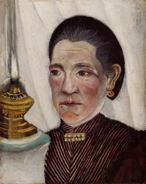 Portrait of the Artist's Second Wife with a Lamp by Henri Rousseau Oil Painting