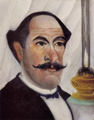 Self Portrait with a Lamp by Henri Rousseau Oil Painting