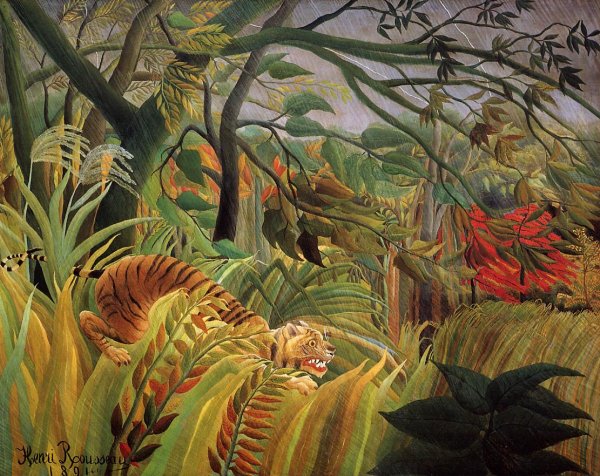 Main Product Photo of Surprise! Painting by Henri Rousseau