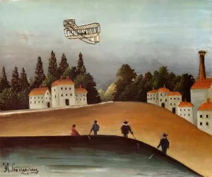 The Fishermen and the Biplane by Henri Rousseau - Oil Painting Reproduction