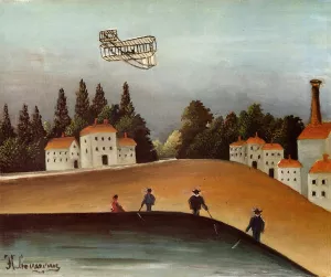 The Fishermen and the Biplane Oil painting by Henri Rousseau