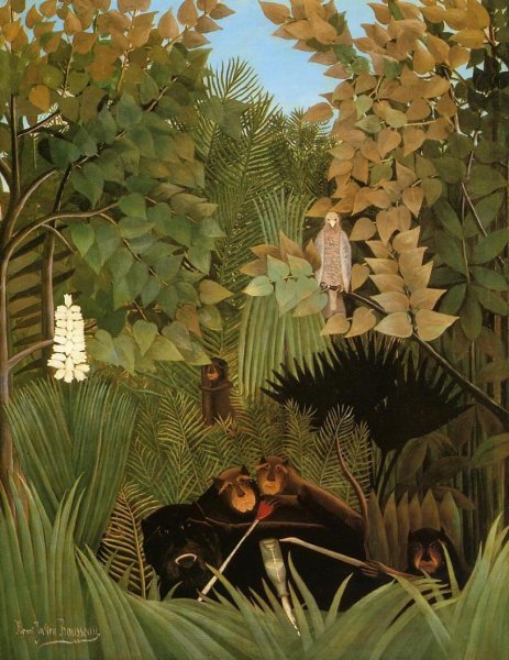 Main Product Photo of The Merry Jesters Painting by Henri Rousseau