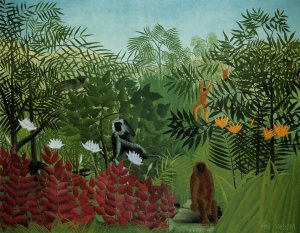 Tropical Forest with Apes and Snake