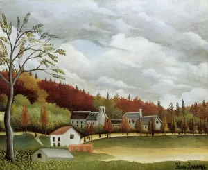View of Bievre-sur-Gentilly by Henri Rousseau - Oil Painting Reproduction