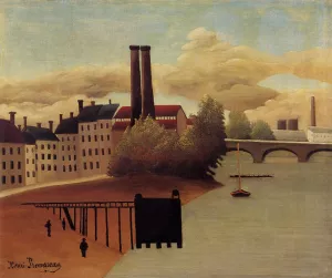 View of the Outskirts of Paris by Henri Rousseau Oil Painting