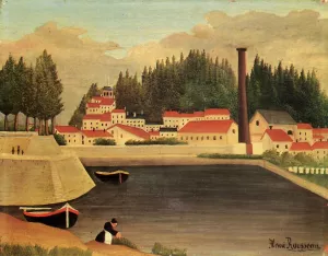 Village near a Factory by Henri Rousseau - Oil Painting Reproduction