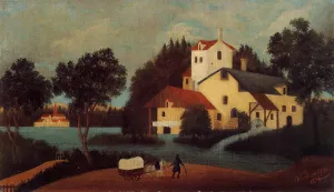 Wagon in Front of the Mill by Henri Rousseau Oil Painting