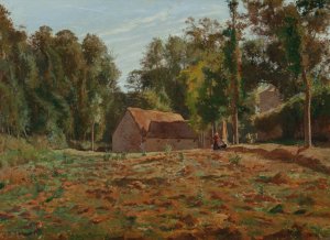 Paysage a la Ferme by Henri Stanislas Rouart Oil Painting