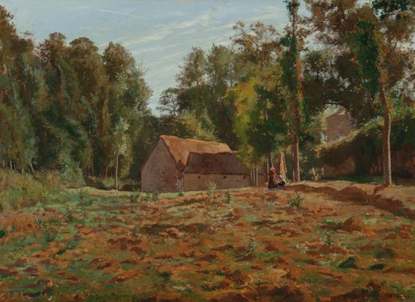 Paysage a la Ferme  by Henri Stanislas Rouart - Hand-Painted Oil Painting Reproduction