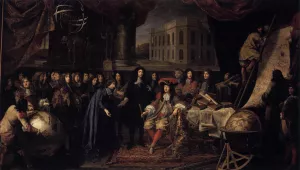 Colbert Presenting the Members of the Royal Academy of Sciences to Louis XI Oil painting by Henri Testelin