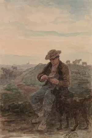 Shepherd by Henri Van Seben Oil Painting