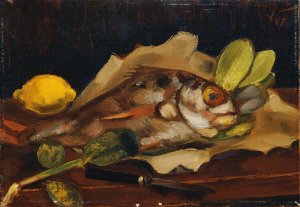 Fischstillleben mit Zitrone by Henri Victor Gabriel Le Fauconnier Oil Painting