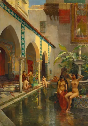 An Exotic Courtyard by Henri Victor Lesur Oil Painting