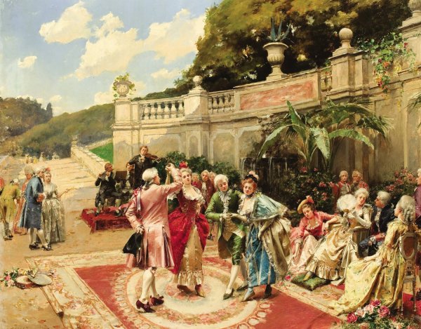 The Garden Party by Henri Victor Lesur - Hand-Painted Oil Painting Reproduction
