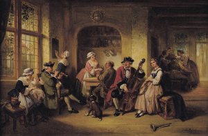 Merry Company in a Tavern by Henricus Engelbertus Reijntjens Oil Painting