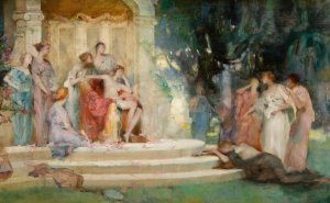 Sketch for 'Psyche before the throne of Venus' by Henrietta Rae Oil Painting