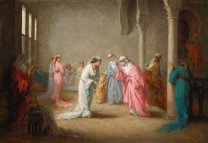 A Visit, A Harem Interior by Henriette Browne Oil Painting