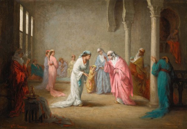 Main Product Photo of A Visit, A Harem Interior Painting by Henriette Browne
