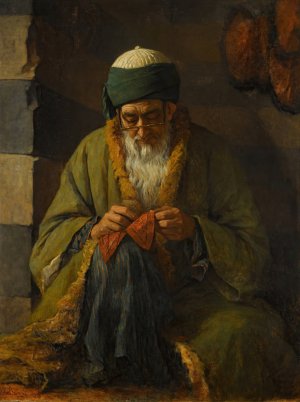 Man Sewing by Henriette Browne Oil Painting