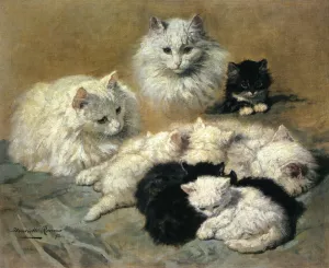 Cats and Kittens by Henriette Ronner-Knip - Oil Painting Reproduction