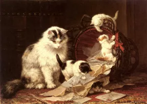 De Snippermand by Henriette Ronner-Knip Oil Painting