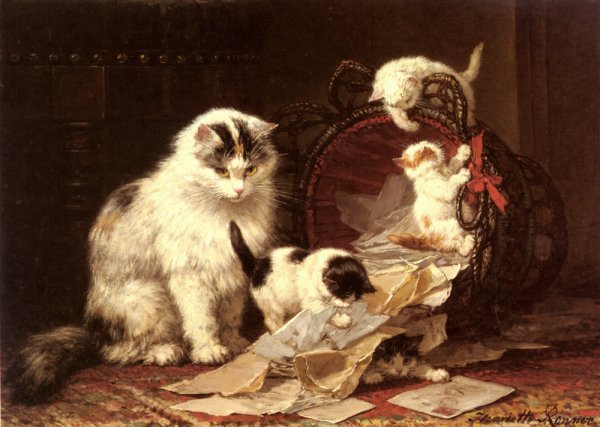Main Product Photo of De Snippermand Painting by Henriette Ronner-Knip