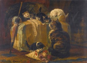 Kittens At Play by Henriette Ronner-Knip Oil Painting