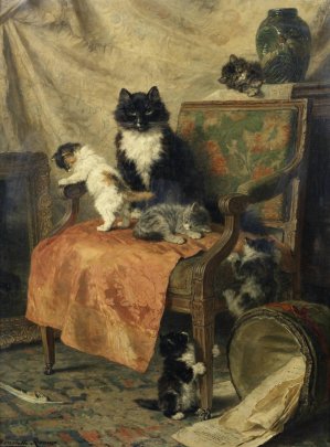 Kittens At Play by Henriette Ronner-Knip Oil Painting