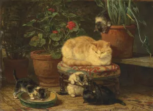 Kittens At Play by Henriette Ronner-Knip Oil Painting