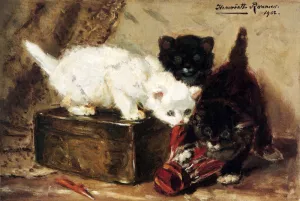 Kittens At Play by Henriette Ronner-Knip - Oil Painting Reproduction
