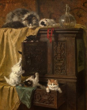 Misbehaving by Henriette Ronner-Knip Oil Painting