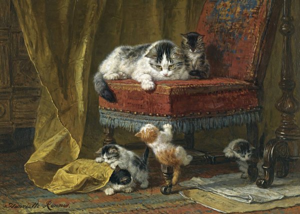 Mother's Pride by Henriette Ronner-Knip - Hand-Painted Oil Painting Reproduction