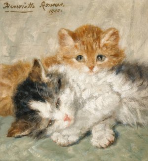 Sleepy Kittens by Henriette Ronner-Knip Oil Painting
