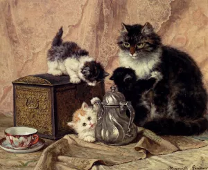 Teatime for Kittens by Henriette Ronner-Knip Oil Painting
