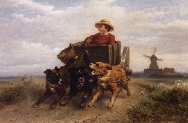 Main Product Photo of The Afternoon Ride Painting by Henriette Ronner-Knip