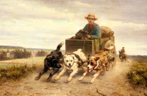 The Dog Cart by Henriette Ronner-Knip Oil Painting